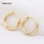 New Trendy Real Gold Plated Round Hoop Earrings For Women - Image 2