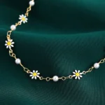 Elegant Daisy Flower Anklet with Handmade Pearl Chain Anklets for Women Summer Beach Sandals Accessories Bracelet on The Leg - Image 3