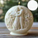 Male female couple embossed spherical candle