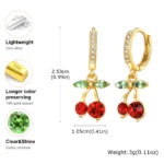 Cherry Zirconia Dangle Earrings for Women - Image 6