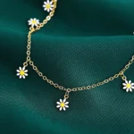 Elegant Daisy Flower Anklet with Handmade Pearl Chain Anklets for Women Summer Beach Sandals Accessories Bracelet on The Leg - Image 5