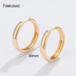 New Trendy Real Gold Plated Round Hoop Earrings For Women - Image 5