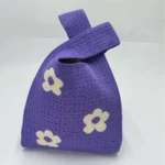 Tote Bag Handmade Knit Handbag Women Mini Knot Wrist Bag - Image 4