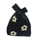 Tote Bag Handmade Knit Handbag Women Mini Knot Wrist Bag - Image 5