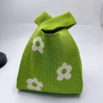 Tote Bag Handmade Knit Handbag Women Mini Knot Wrist Bag - Image 2